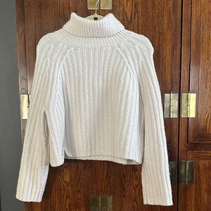 Zara Off-White Ribbed Turtleneck Sweater
